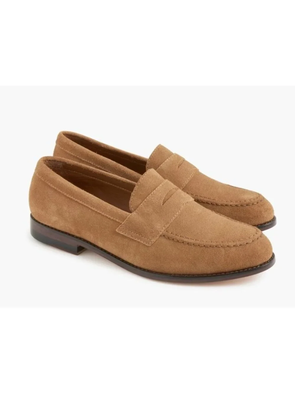 J. Crew Tan Suede Penny Loafer Leather Sole Men's Size 11.5 New